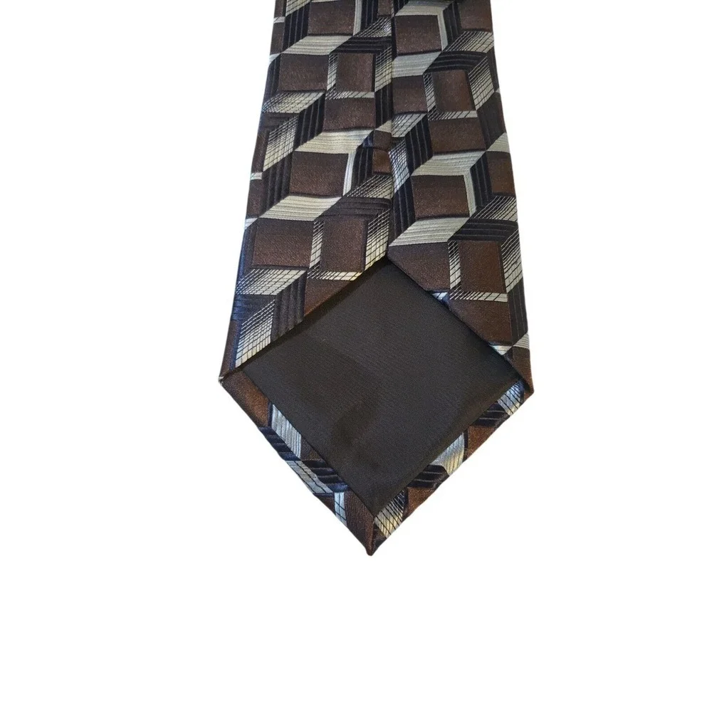 Andrea Garavani Neck Tie Mens Brown Blue‎ Geometric 100% Micro Fiber Business